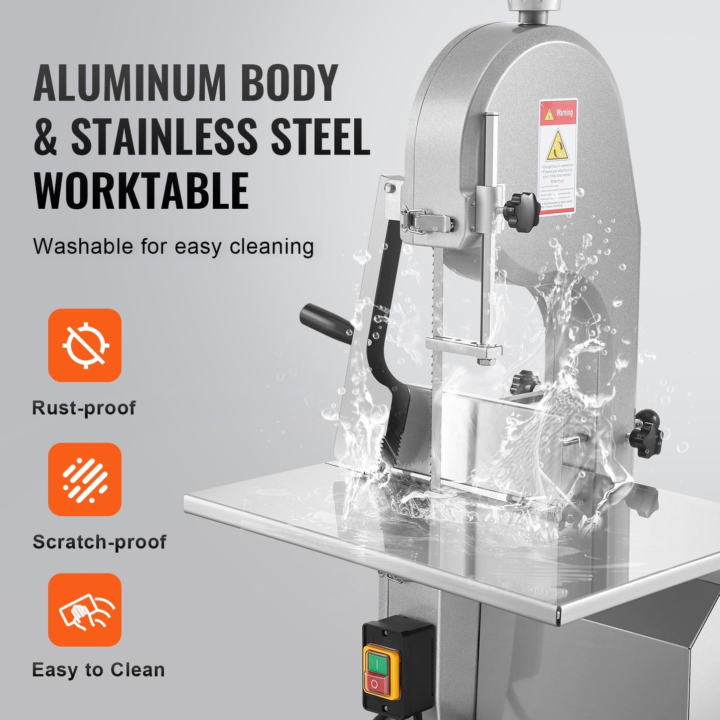 1800W Commercial Electric Meat Bandsaw Stainless Steel Bone Saw Machine