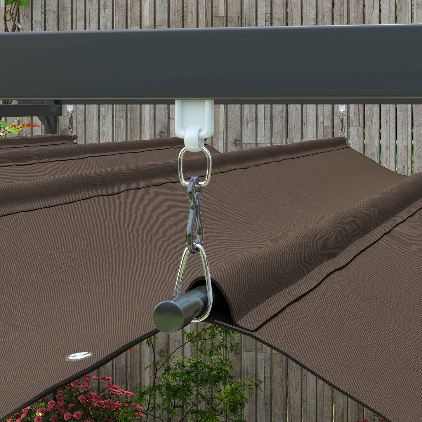Retractable Metal Pergola Canopy - Outdoor Garden Shade, Brown