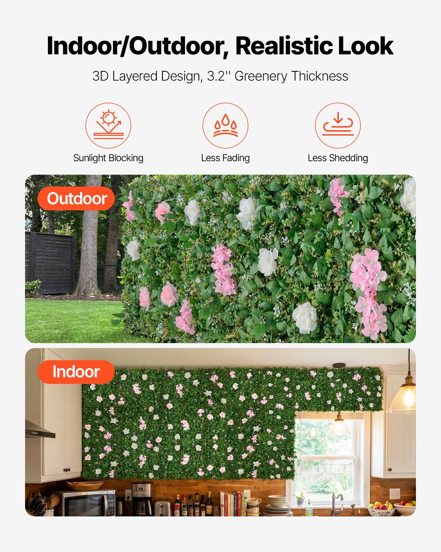 Artificial Flower Wall Backdrop 2 Pieces 2x8 Ft Silk 3D Floral Panel for Wedding & Home Decor