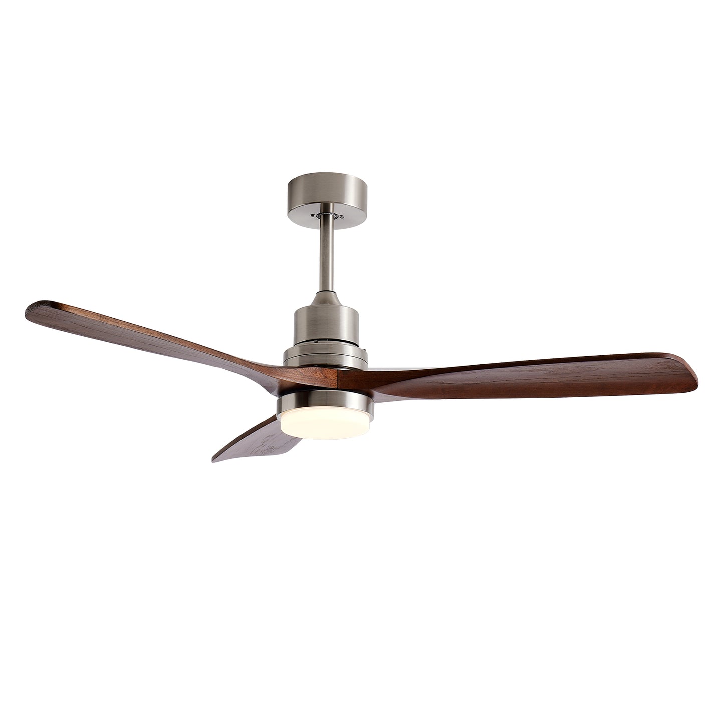 52 Inch Indoor Outdoor Ceiling Fan with Lights and Remote - Modern 3-Blade Design, DC Motor, Brushed Nickel