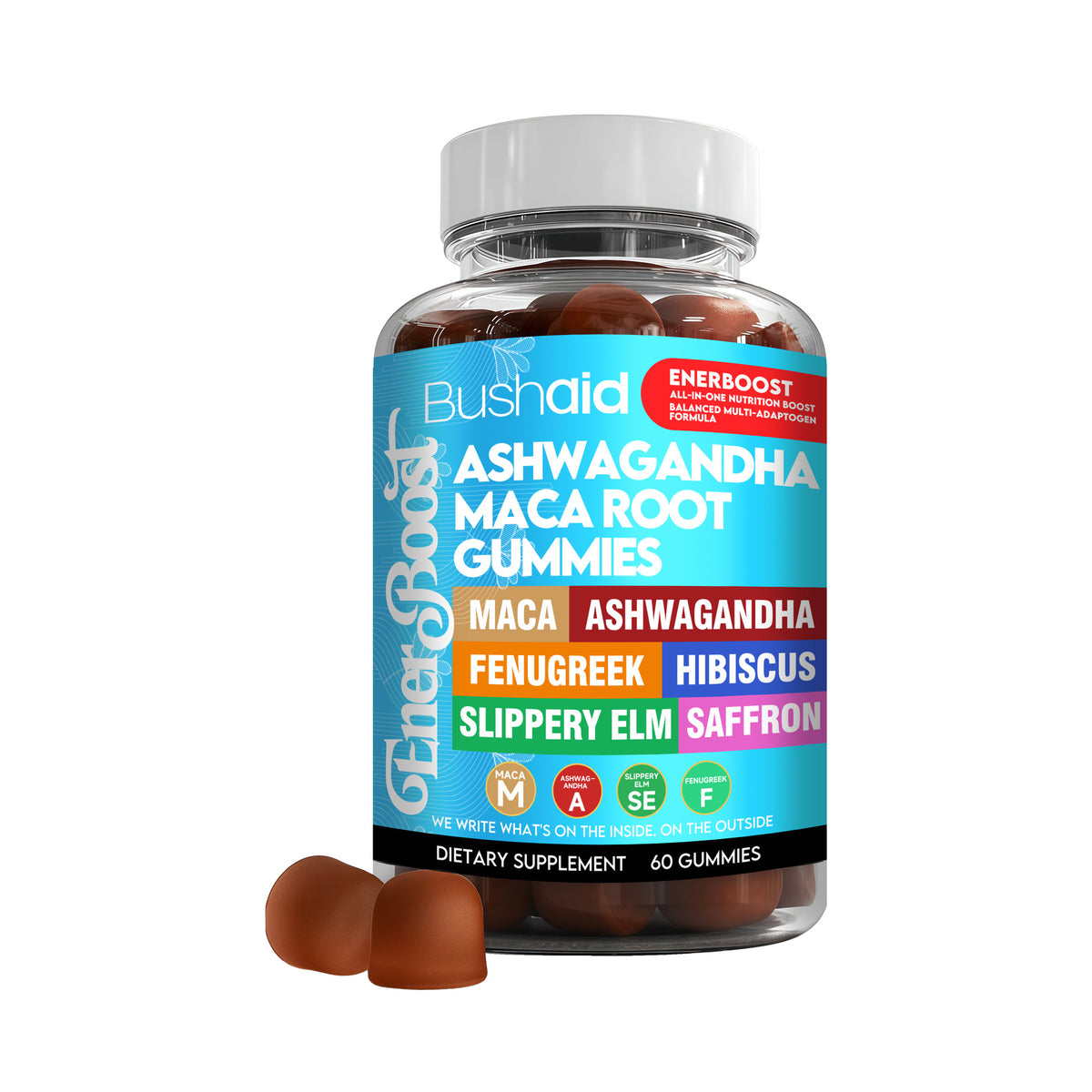 Herbal Dietary Supplement with Ashwagandha, Maca & Saffron - 60 Gummies