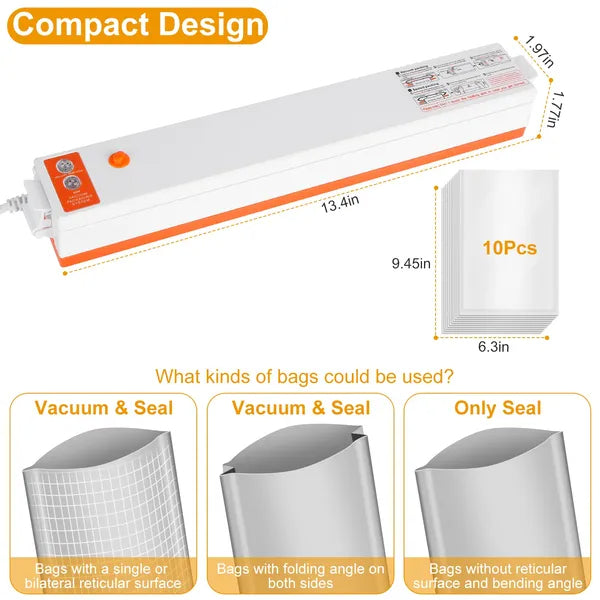 Automatic Vacuum Sealer Machine for Food Storage - White