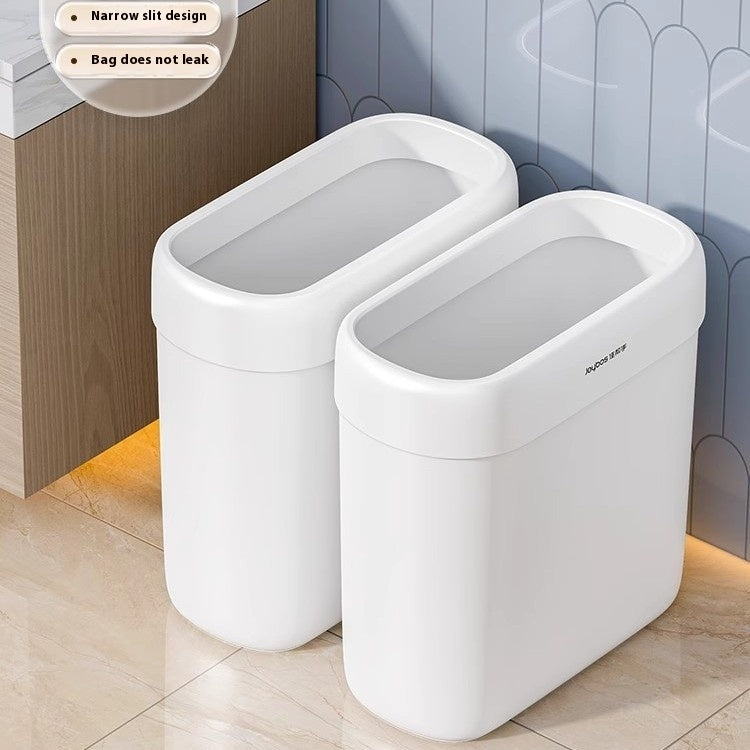 Large Capacity Bathroom Trash Can with Lid - Durable Plastic Waste Bin