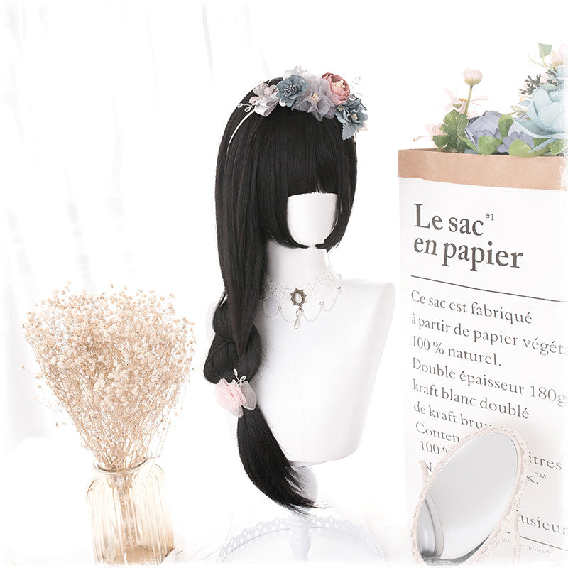 Long Straight Black Cosplay Wig - 70cm