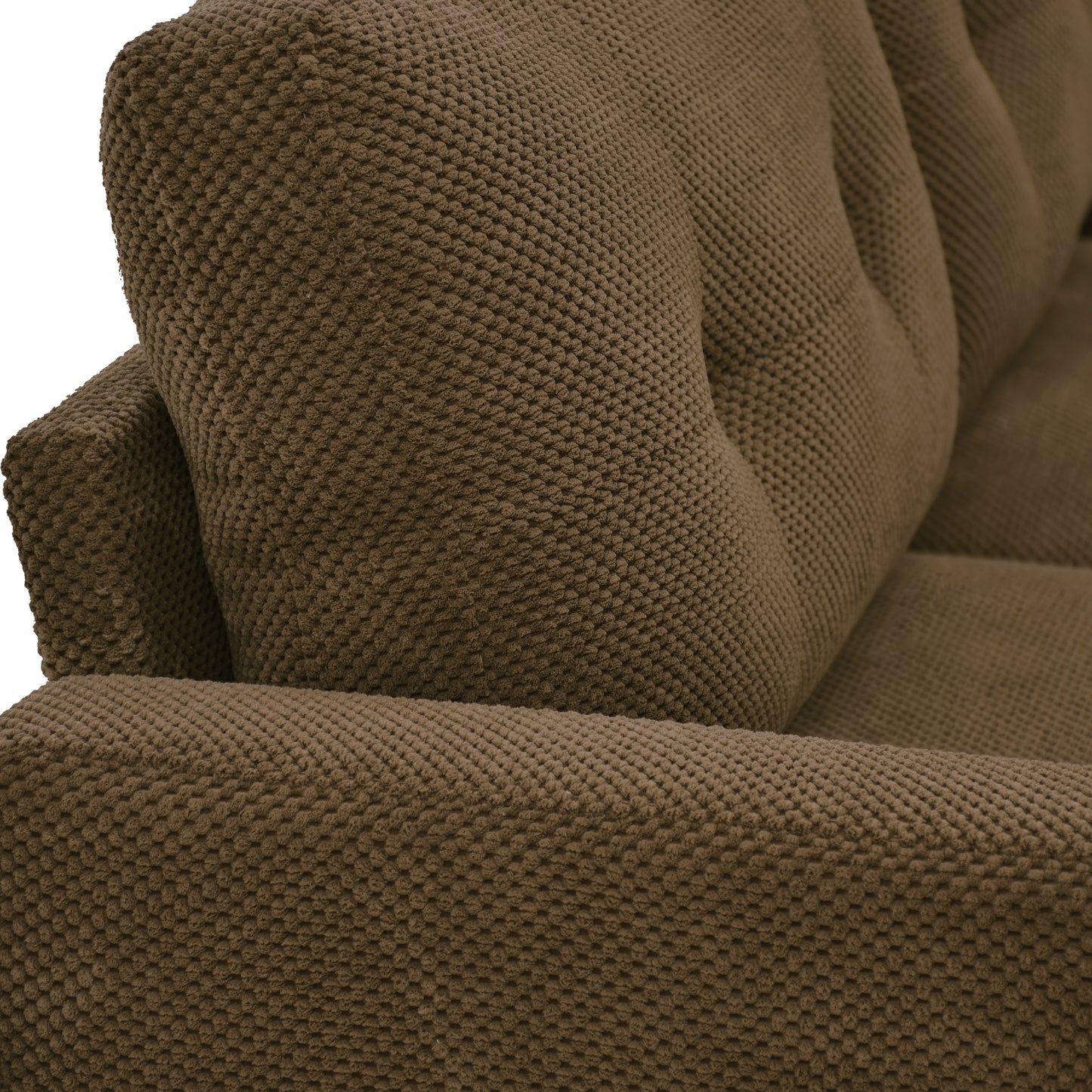 65-Inch Modern Minimalist Loveseat with Nubby Upholstery - Coffee