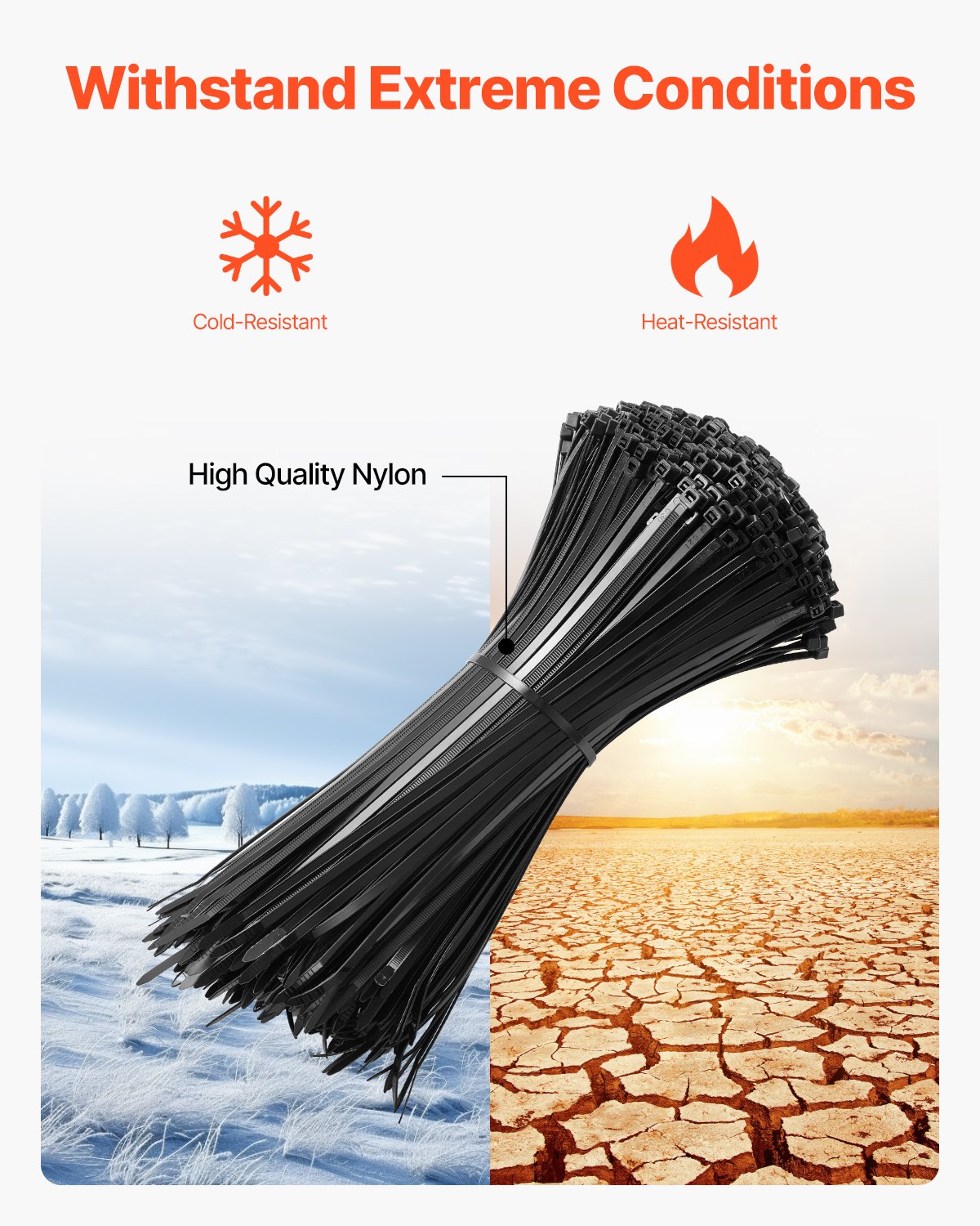 1000 Pack 12-Inch Nylon Cable Zip Ties - Heavy Duty, Black, 50LBS Tensile Strength