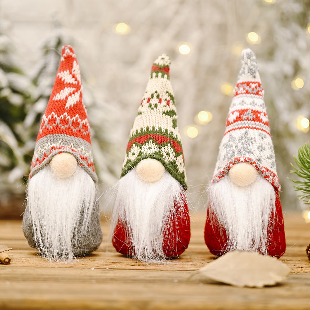 Christmas Forest Elderly Doll Ornament - Holiday Decorative Figurine