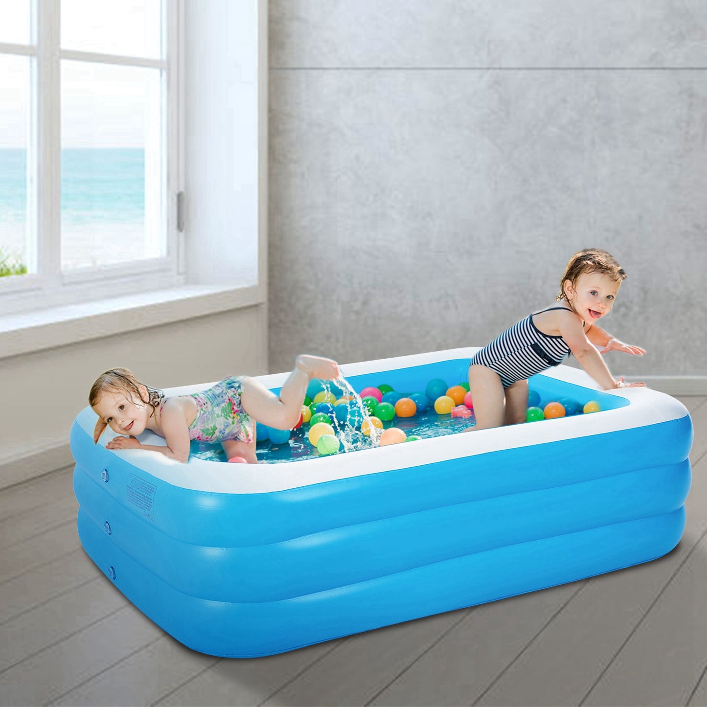 Inflatable Swimming Pool - Family Play Center 120x72x24in - Blue