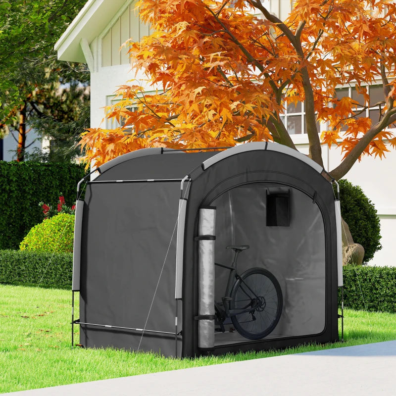 Portable Waterproof Bike Storage Tent for 3-4 Bicycles - Black Garden Shed