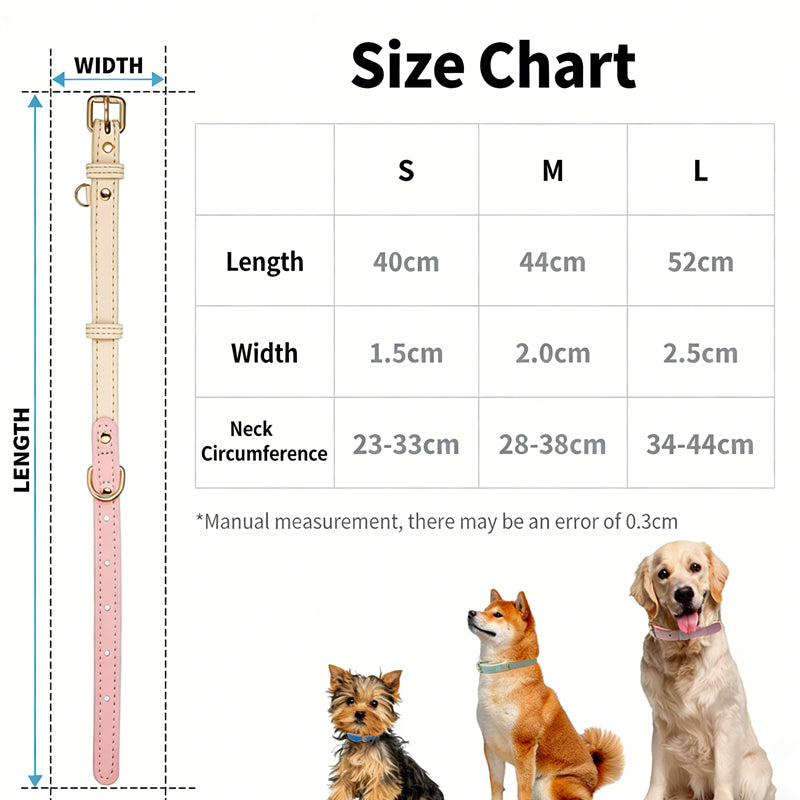 Adjustable Leather Dog Collar - Lightweight & Durable Pet Accessory for Small, Medium & Large Dogs