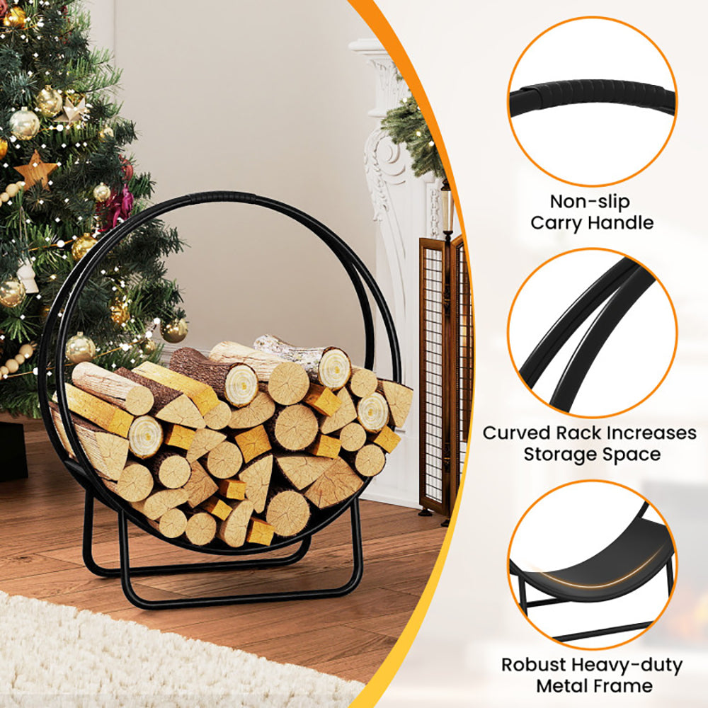 Firewood Log Hoop 20 Inch Round Heavy-duty Metal Curved Rack With