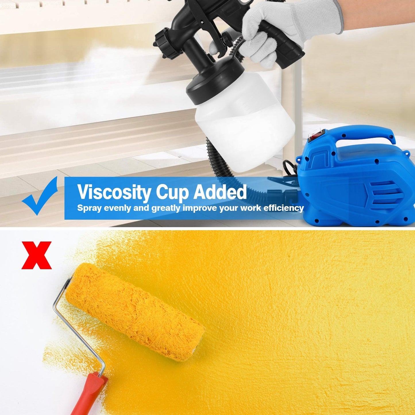 800ML HVLP Paint Sprayer with 3 Modes & Removable Container - Garden Tools