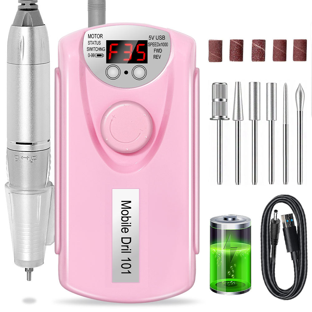 Professional 35000 RPM Rechargeable Electric Nail Drill Kit - Portable File