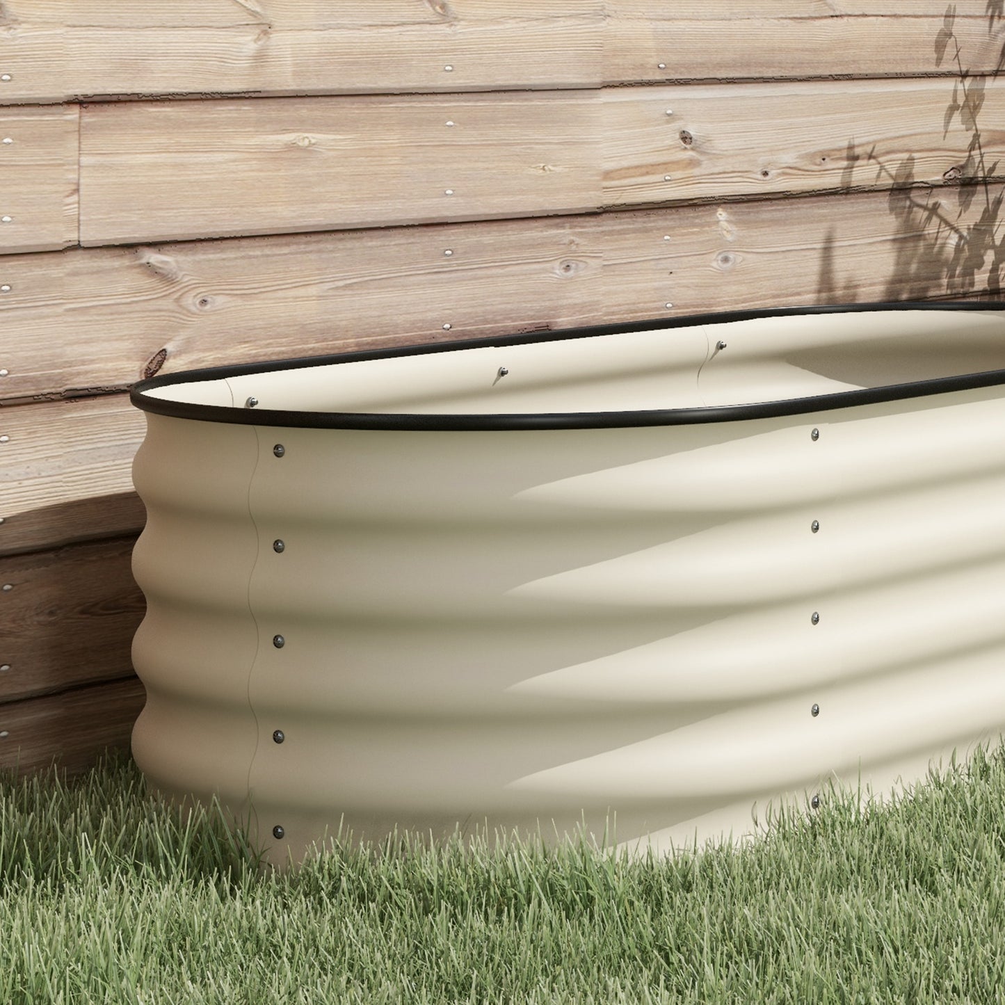 Galvanized Raised Garden Bed Kit - Metal Planter Box with Safety Edging, Cream