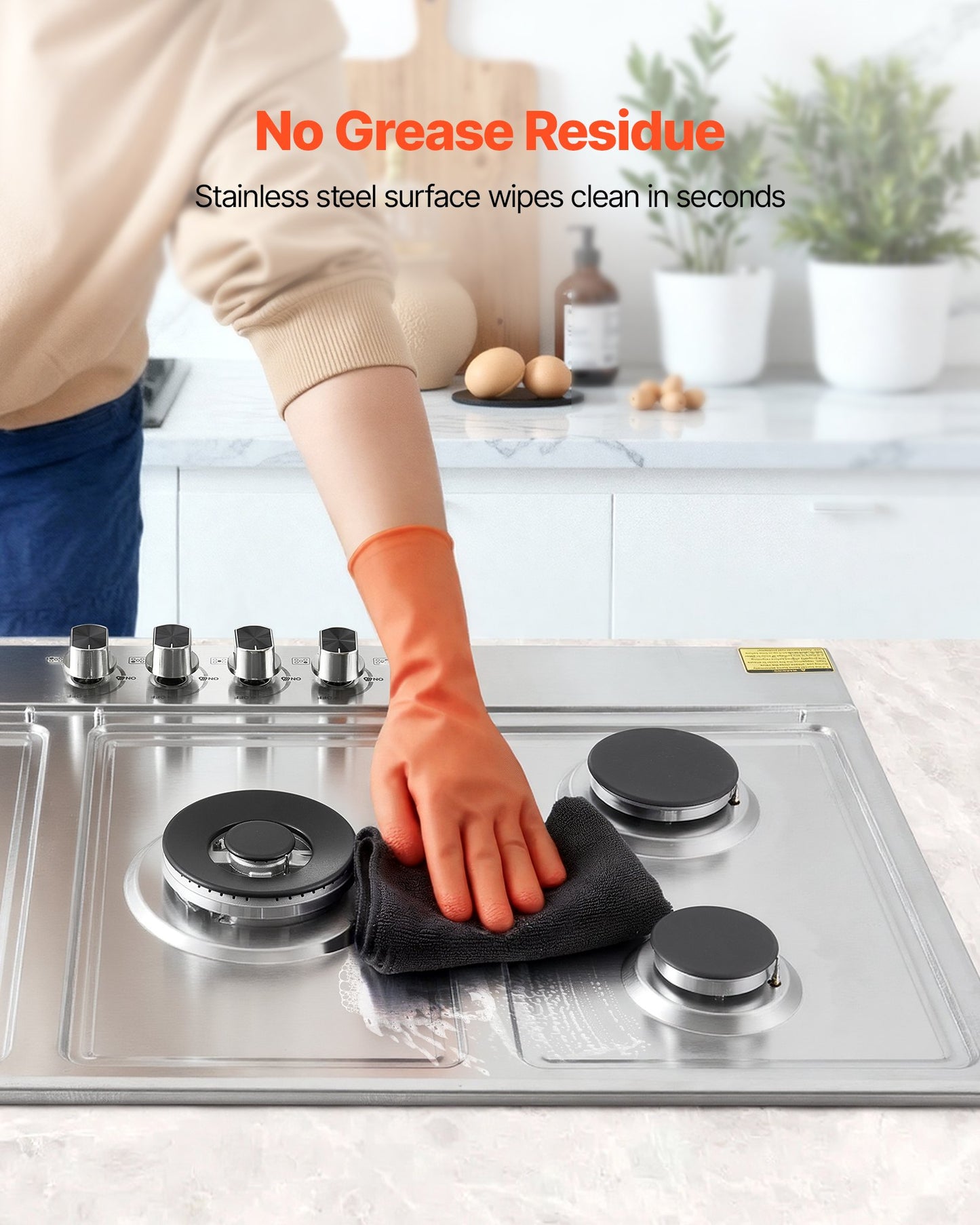 36 Inch Gas Cooktop with 5 Burners, Stainless Steel, 38300 BTU, Dual Fuel Ready