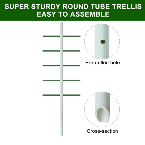 6ft x 2ft White Round Tube Climbing Trellis - Durable & Stylish