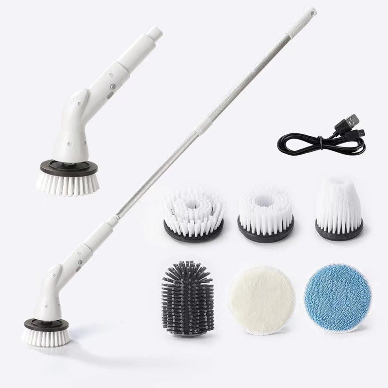 Wireless Electric Cleaning Brush with Long Handle & Multiple Brush Heads
