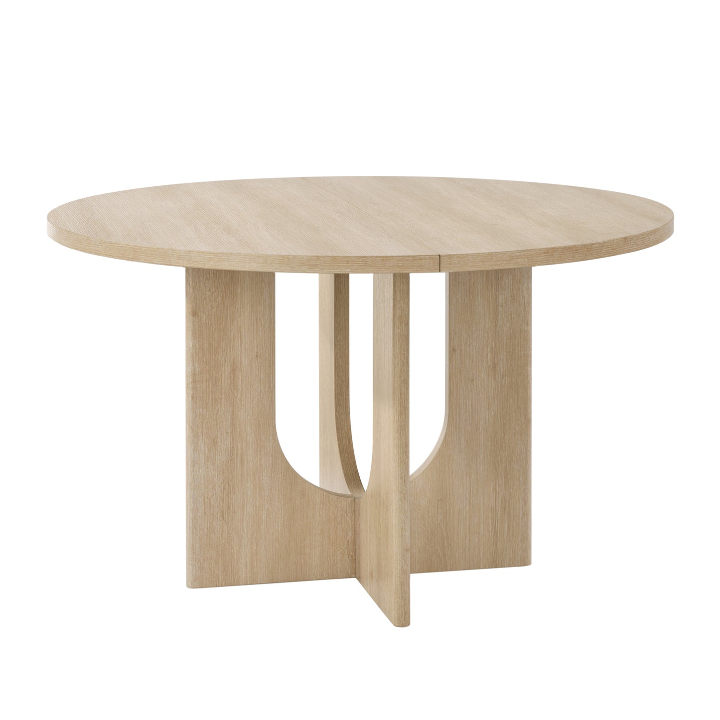 Farmhouse Round Dining Table for 4 - Light Oak, 47.3 Inch