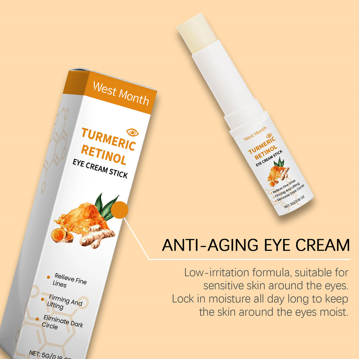 Turmeric Retinol Eye Cream Stick - 5G Moisturizing Eye Care