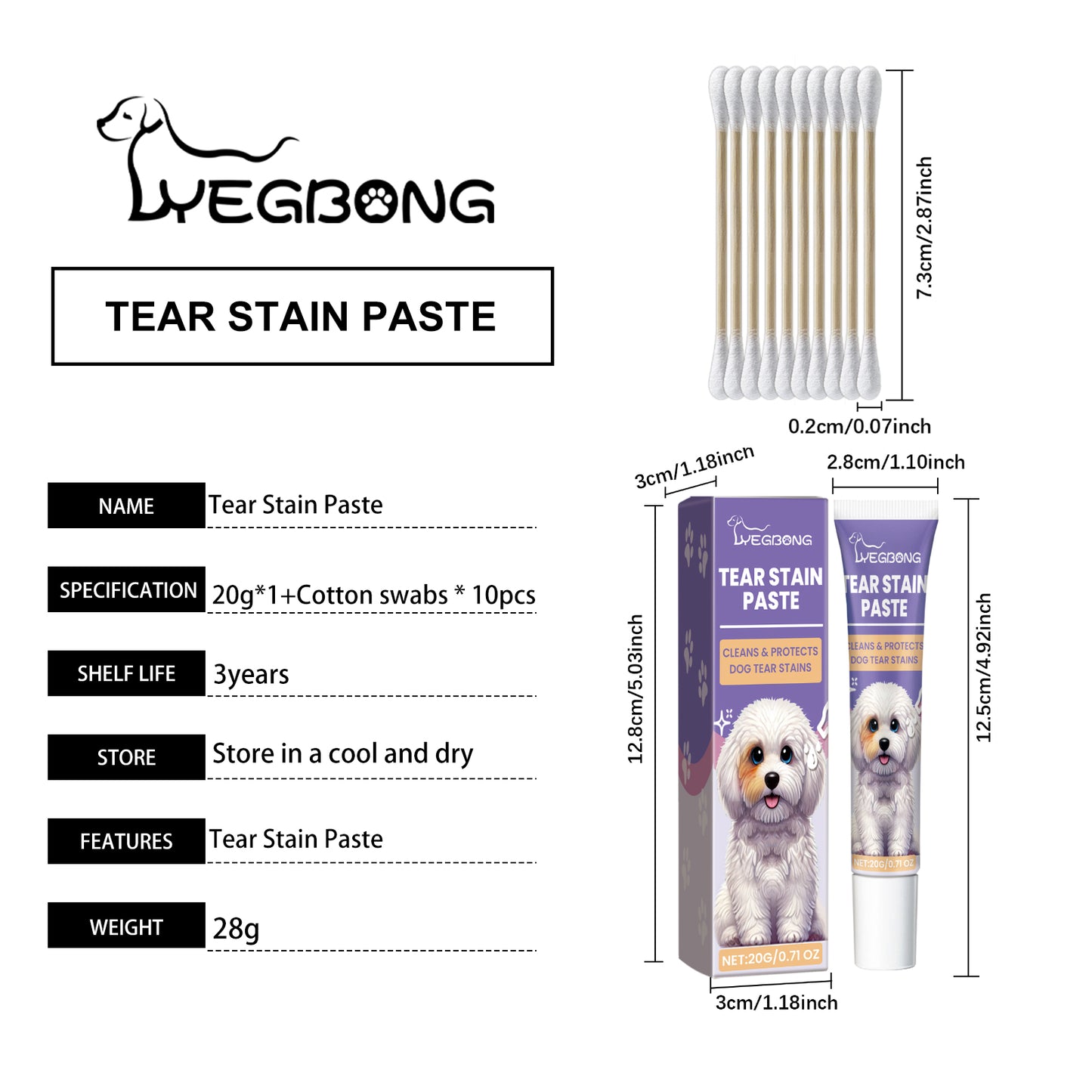Dog Tear Stain Remover Paste with Honeysuckle & Coconut Oil - Gentle Brightening Eye Care 20g