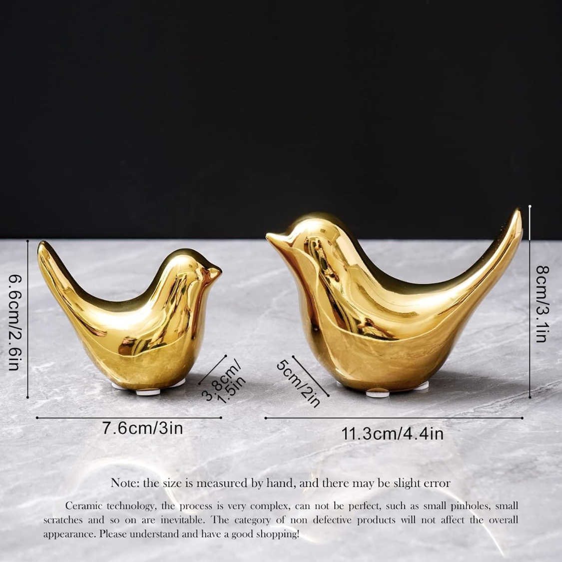Gold Bird Statues - Modern Decorative Ornaments for Home & Office