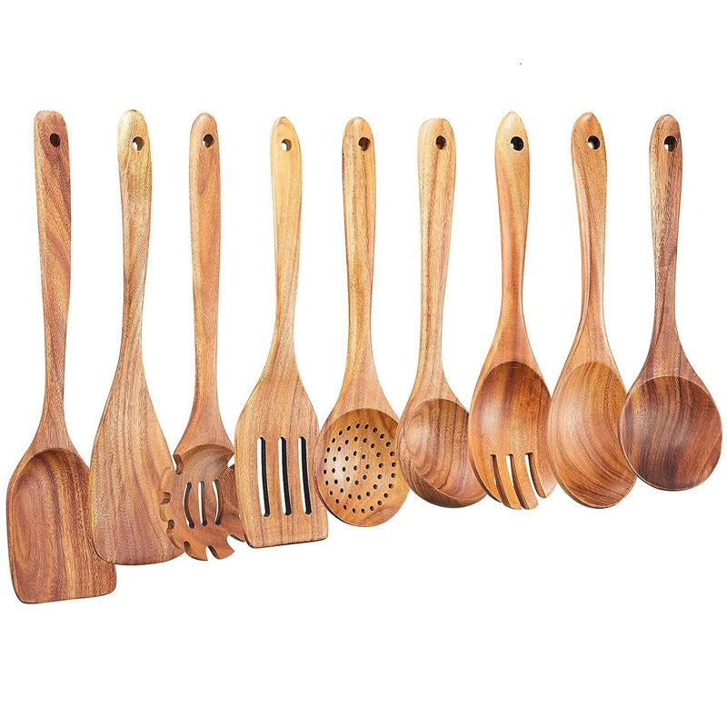 9-Piece Kitchen Utensil Set with Long-Handled Spatulas and Vegetable Tongs