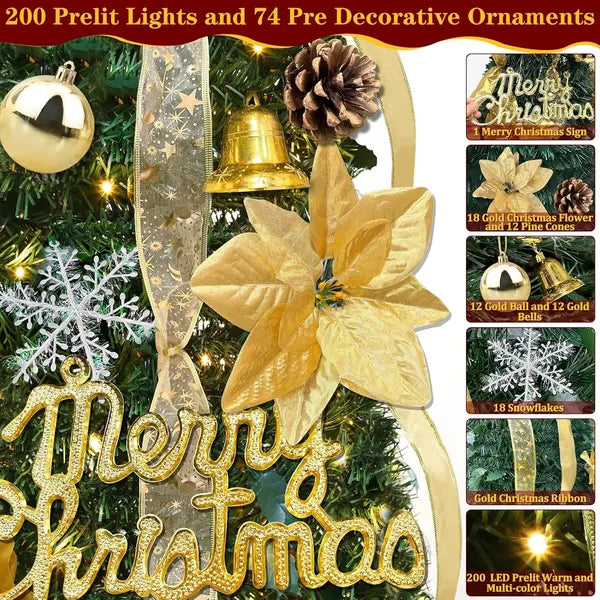 6Ft Prelit Christmas Tree with 80 Ornaments & 200 Lights