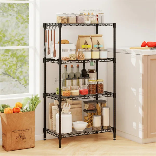 4-Tier Heavy-Duty Metal Wire Shelving Unit - 600 lbs Capacity
