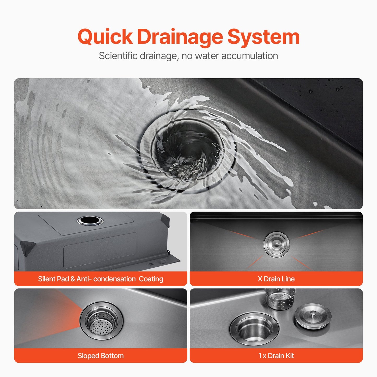 33-Inch Drop-In Kitchen Sink - Single Bowl Stainless Steel Black