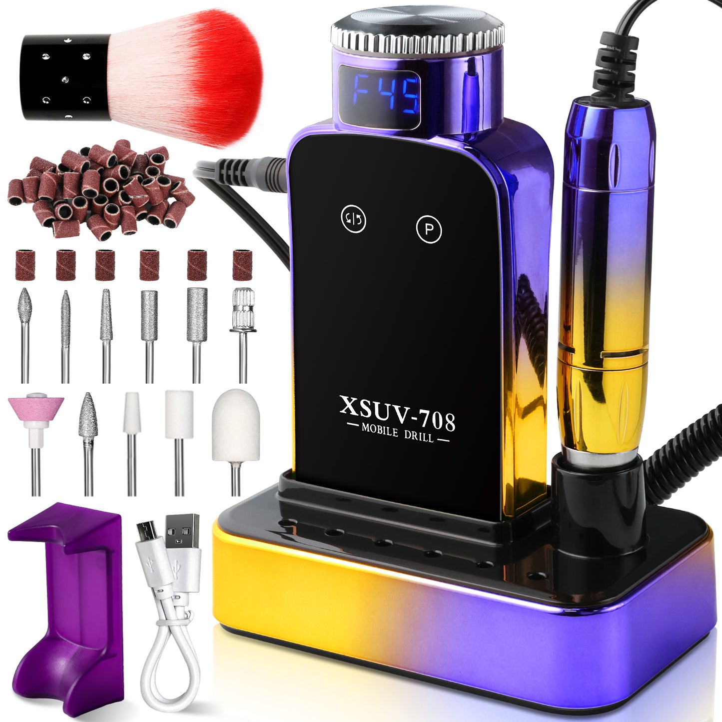 Professional Cordless Electric Nail Drill - 45000 RPM E-File Machine