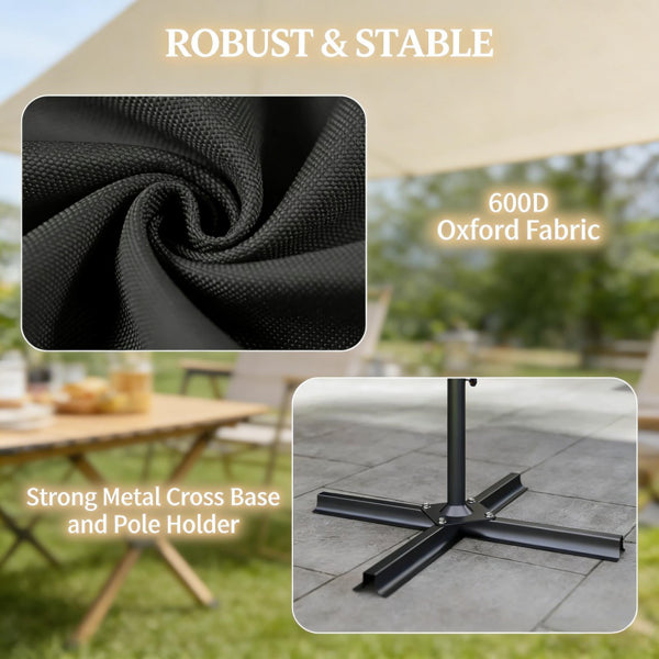 Outdoor Umbrella Base - Heavy Duty Metal with Sandbag Cover