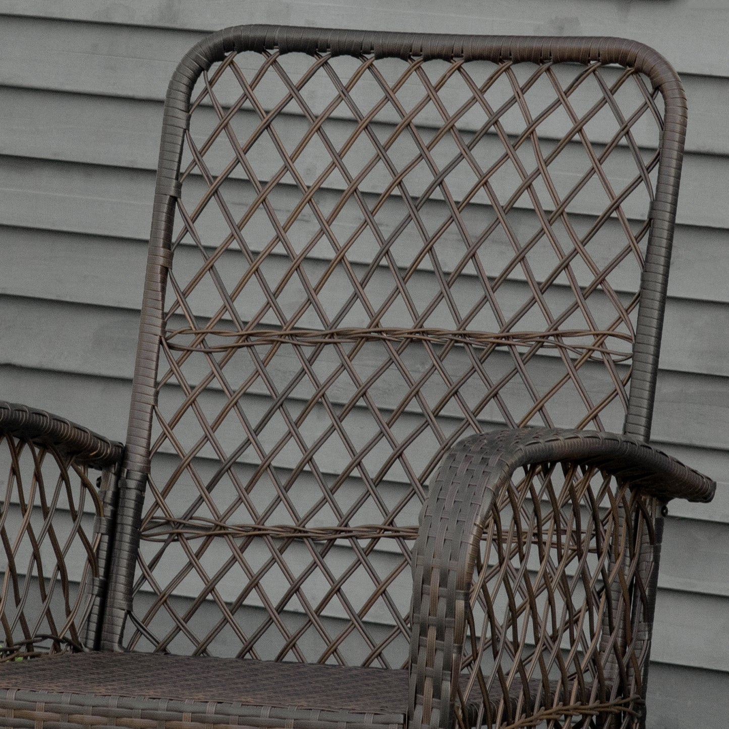 Outdoor Rattan Wicker Recliner Rocker Chair with Cushion