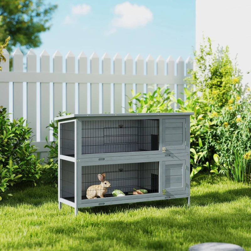 Large 2-Story Rabbit Hutch Pet House with Lockable Doors and Removable Trays