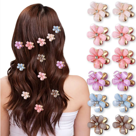 Mini Flower Hair Accessories Set for Women - Colorful Hair Pins & Clips