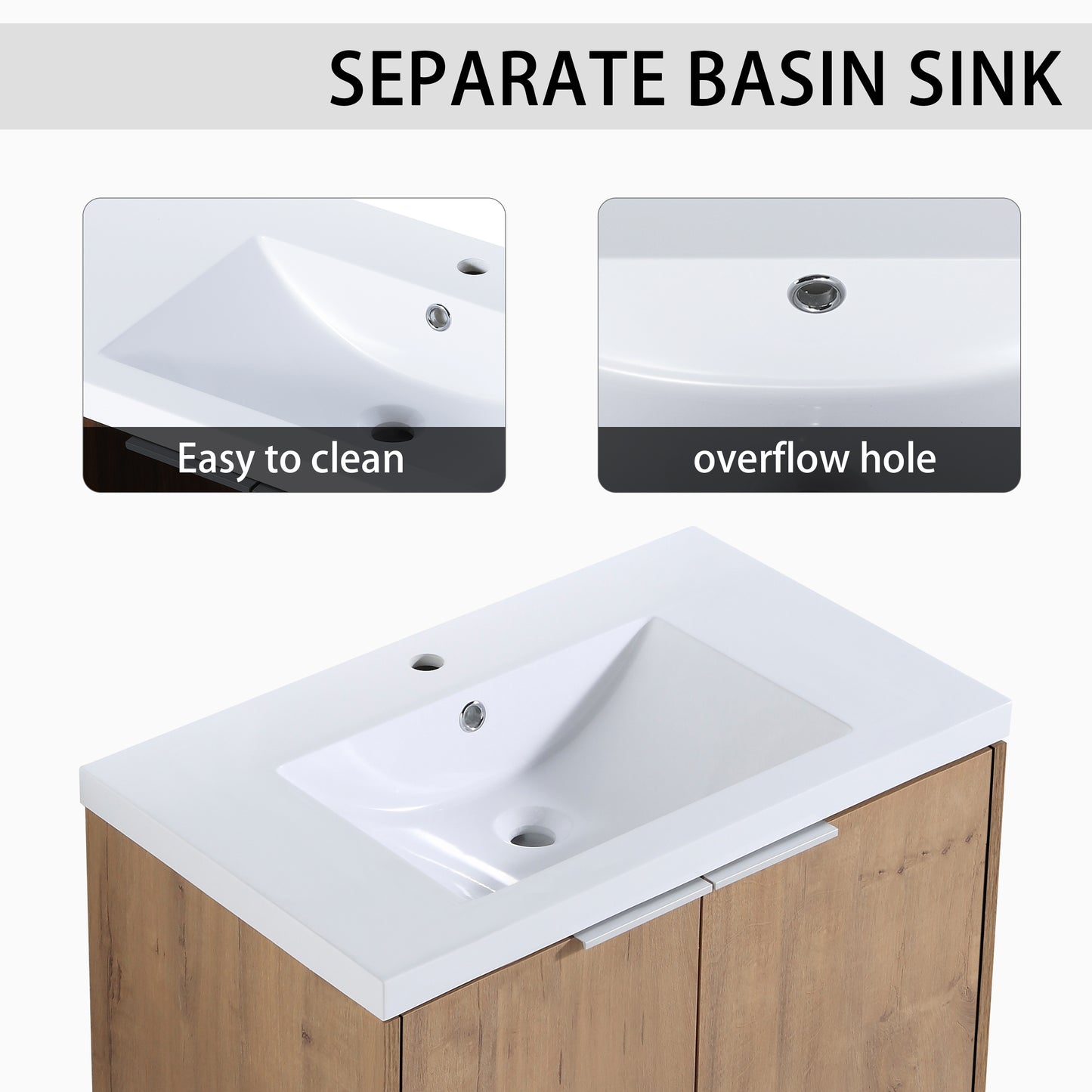 Soft Close Doors Bathroom Vanity With Sink,30 Inch For Small