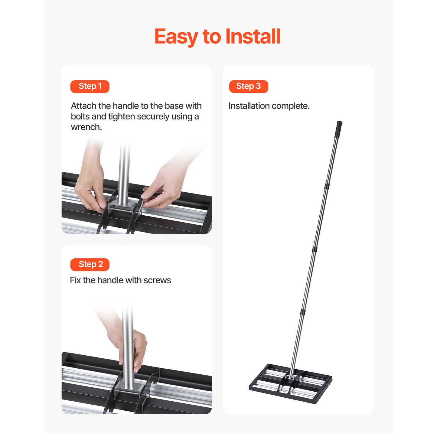 17-Inch Stainless Steel Lawn Leveling Rake with Adjustable Handle - Yard & Golf Course Tool