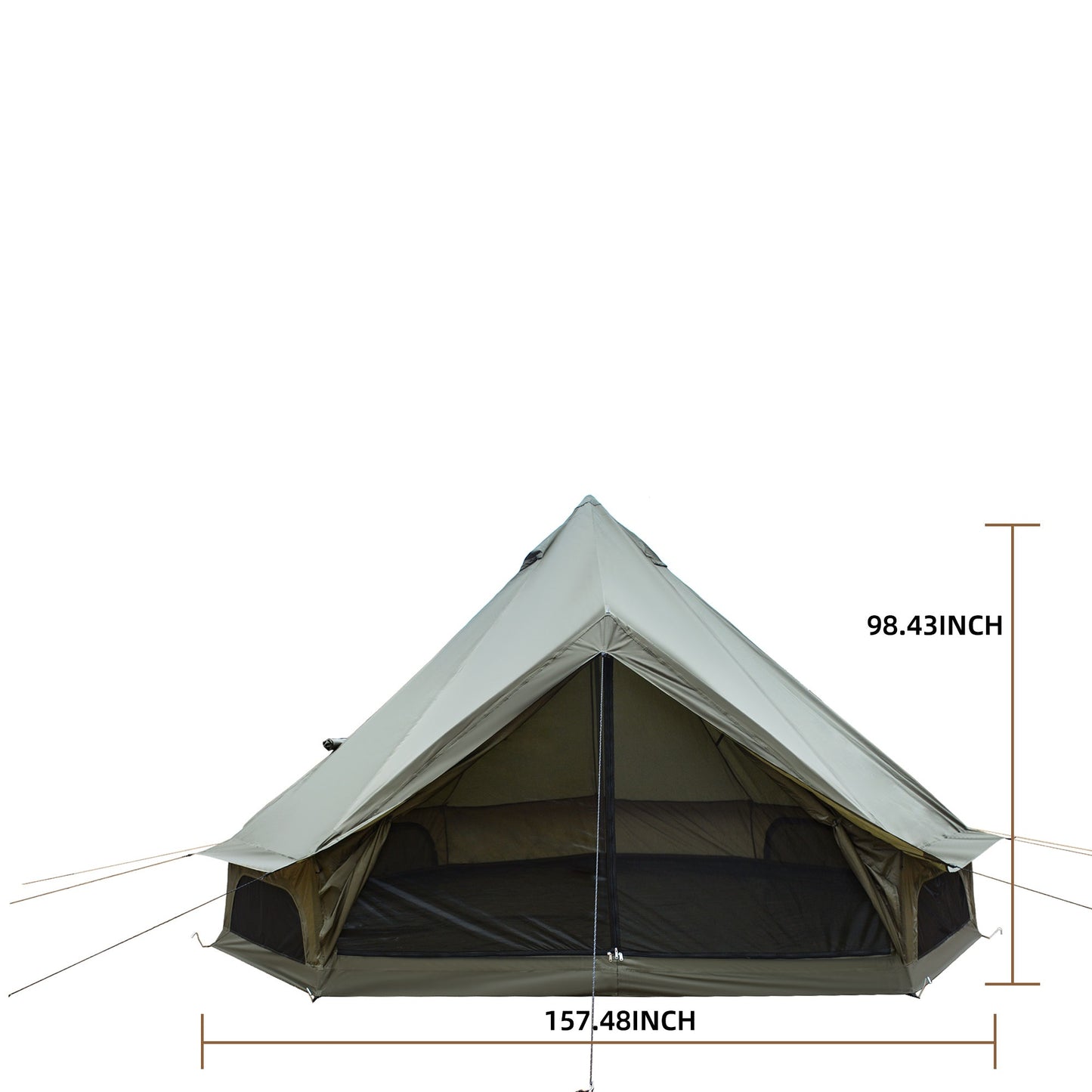 Spacious 13.1ft Oxford Bell Tent - 4-8 Person Glamping Shelter - Dark Green