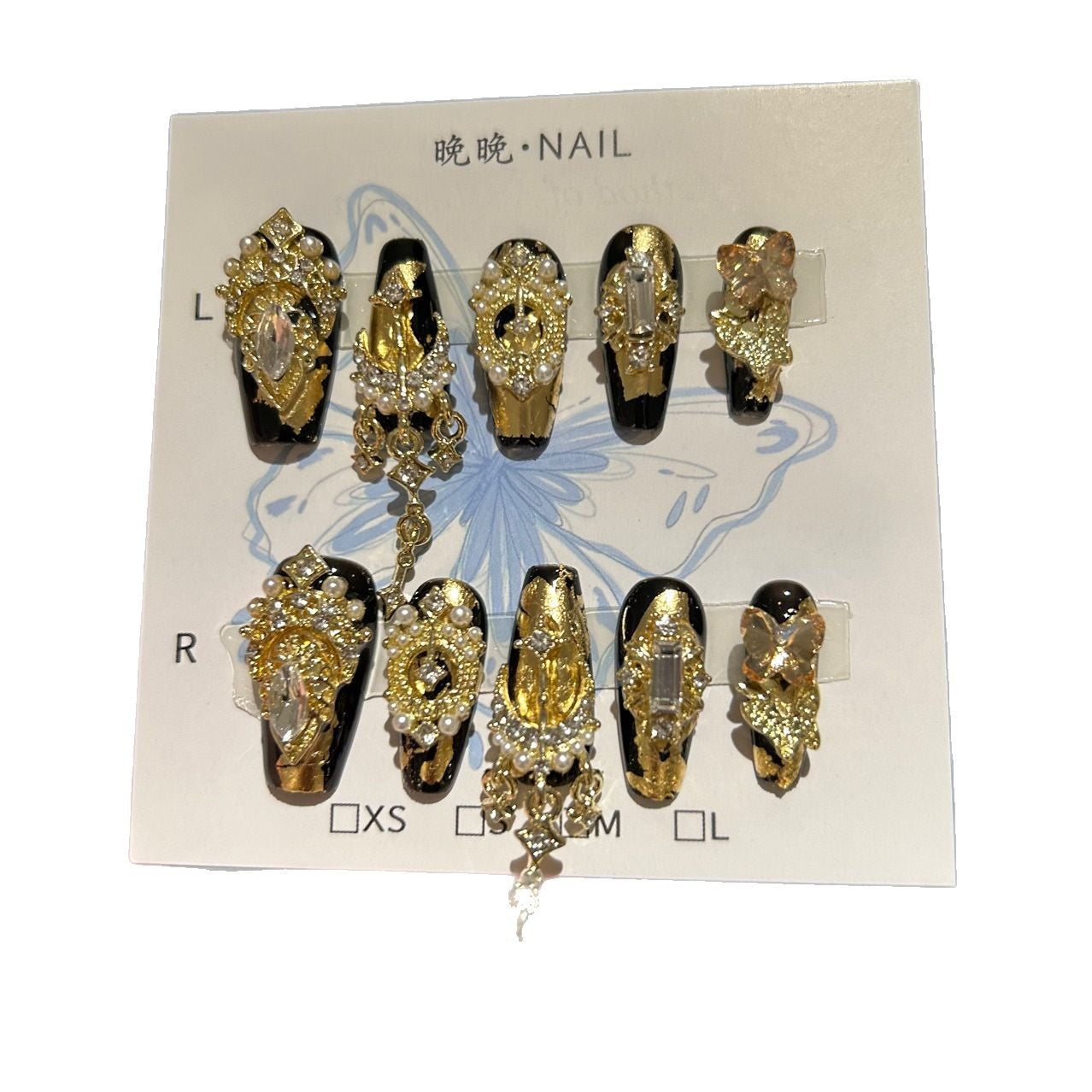 Luxury Artificial Nails Set with Heart-Shaped Pattern for Women - Multiple Sizes