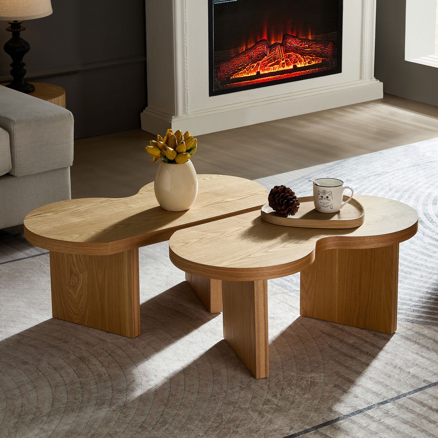 Modern Butterfly Coffee Table - Natural MDF Accent Table