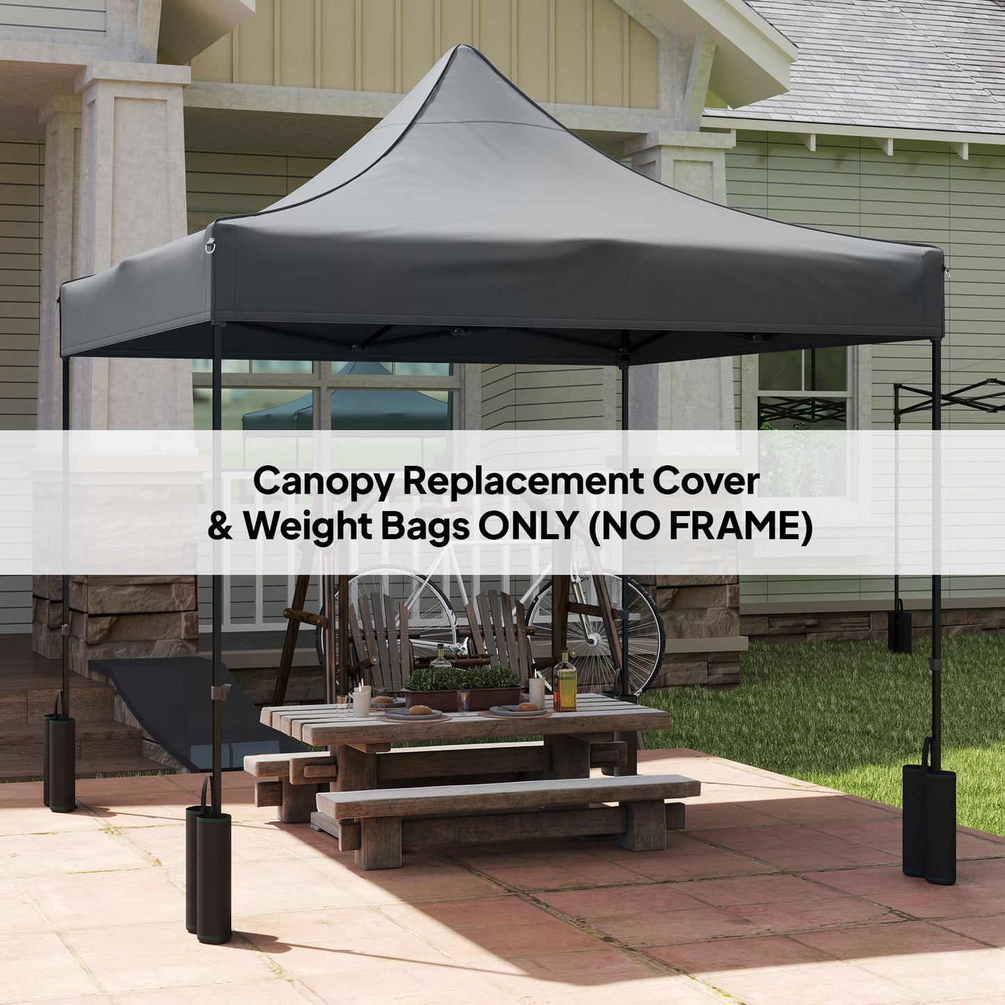 10x10 Canopy Replacement Top with 4 Sand Bags - Dark Gray