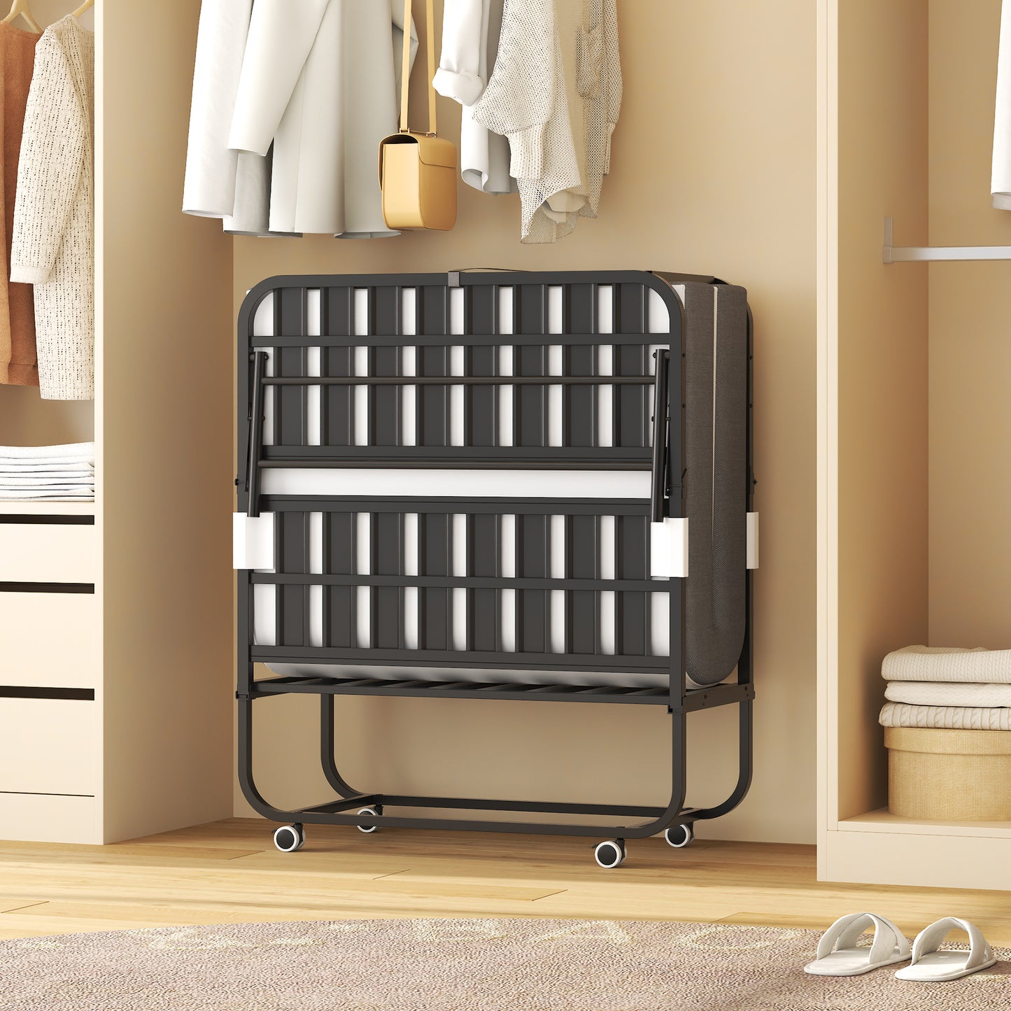75 X 38 Folding Bed With Adjustable Headboard, 5 Memory Foam Rollaway