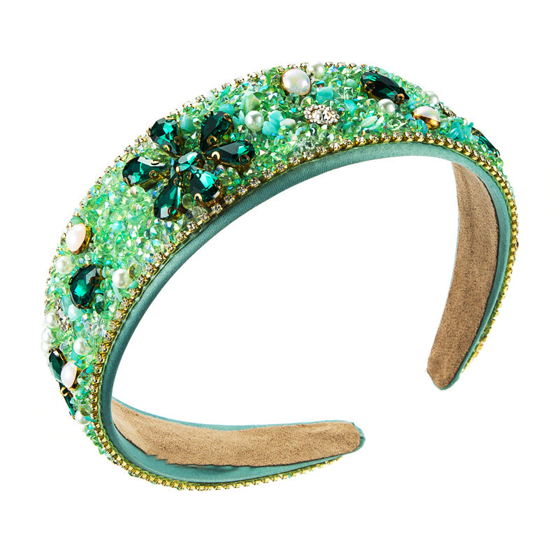Diamond Resin Cloth Headband with Wide Brim