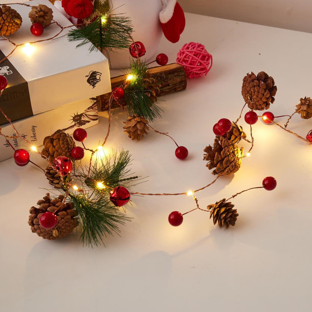 LED Copper Wire Lamp for Christmas Pine Cone Decoration 2M 20 Lights