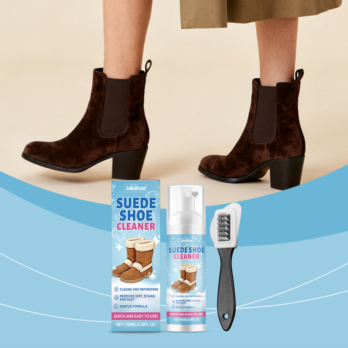 Suede Shoe Cleaning Set with 100ml Bottle & Brush - Shoe Care Kit