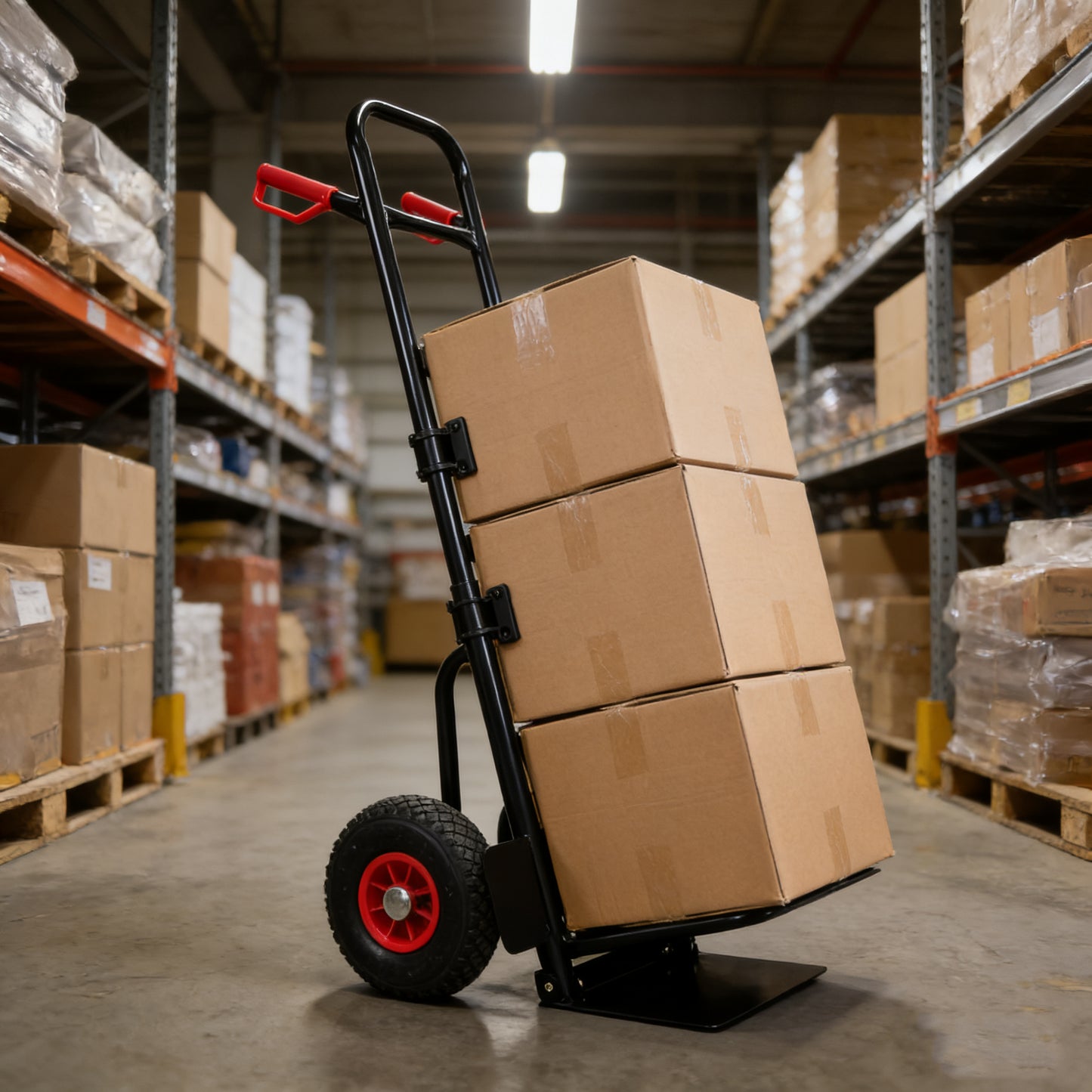 Heavy Duty Manual Truck With Double Handles 330 Lb Steel Trolley For