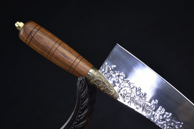 Small Kitchen Chef Knife with Rosewood Handle - 7Cr17MOV Steel, 32.5cm