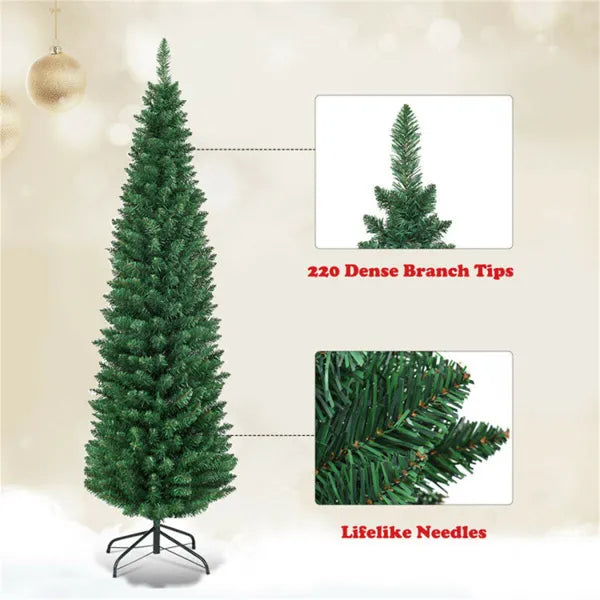 5ft Slim Pencil Christmas Tree - Space-Saving Flocked Design