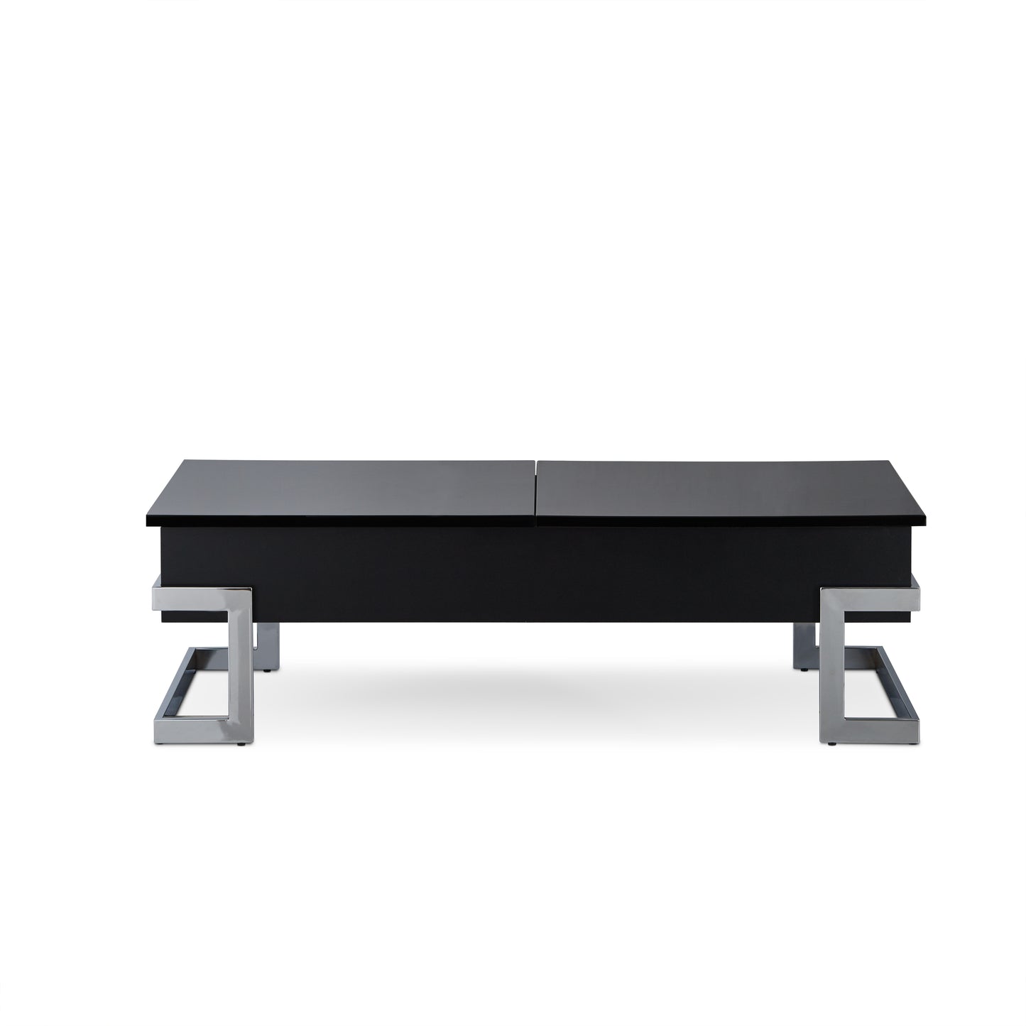 Black High Gloss Coffee Table with Lift Top and Chrome Base
