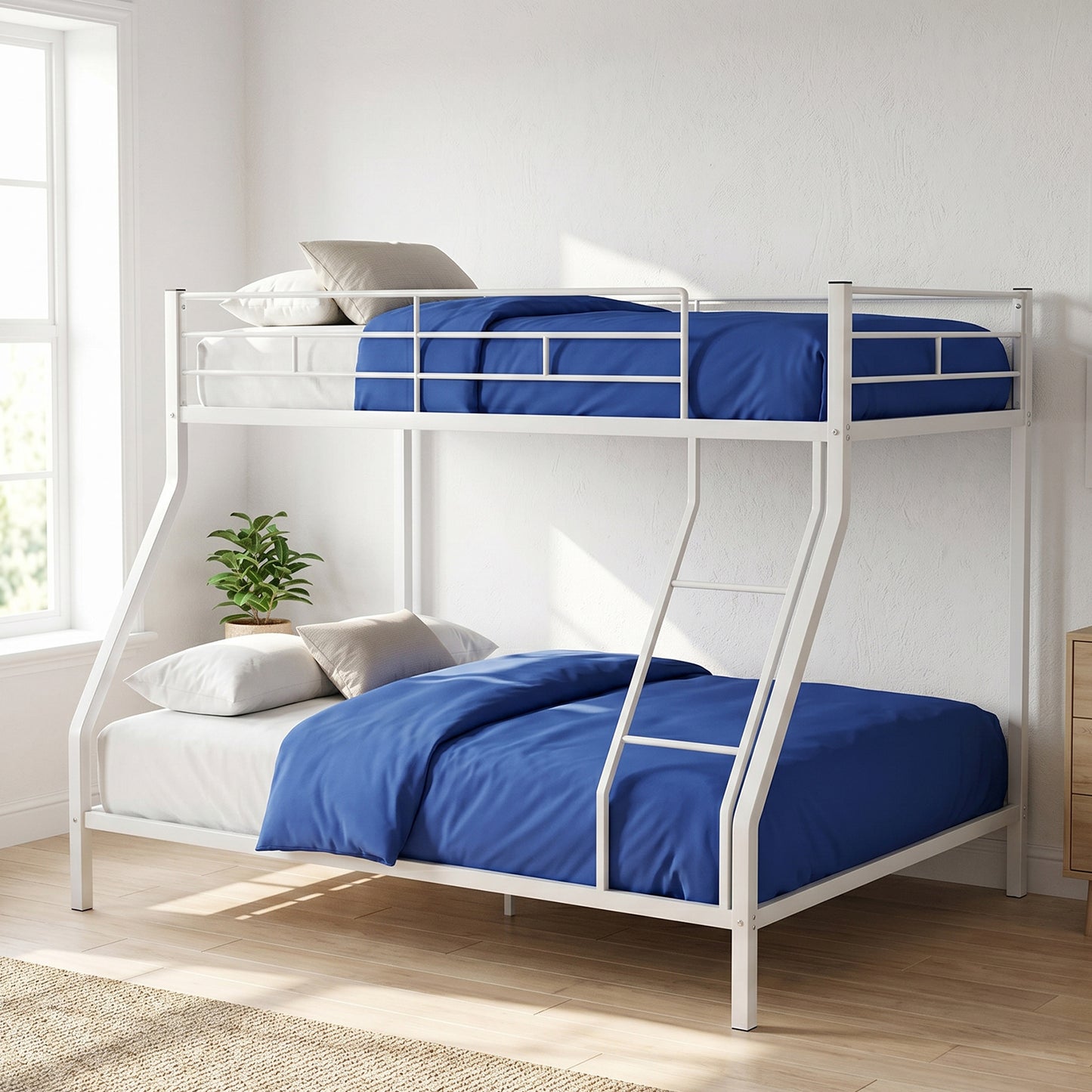 Heavy Duty Twin Over Full Metal Bunk Bed Frame with Ladder