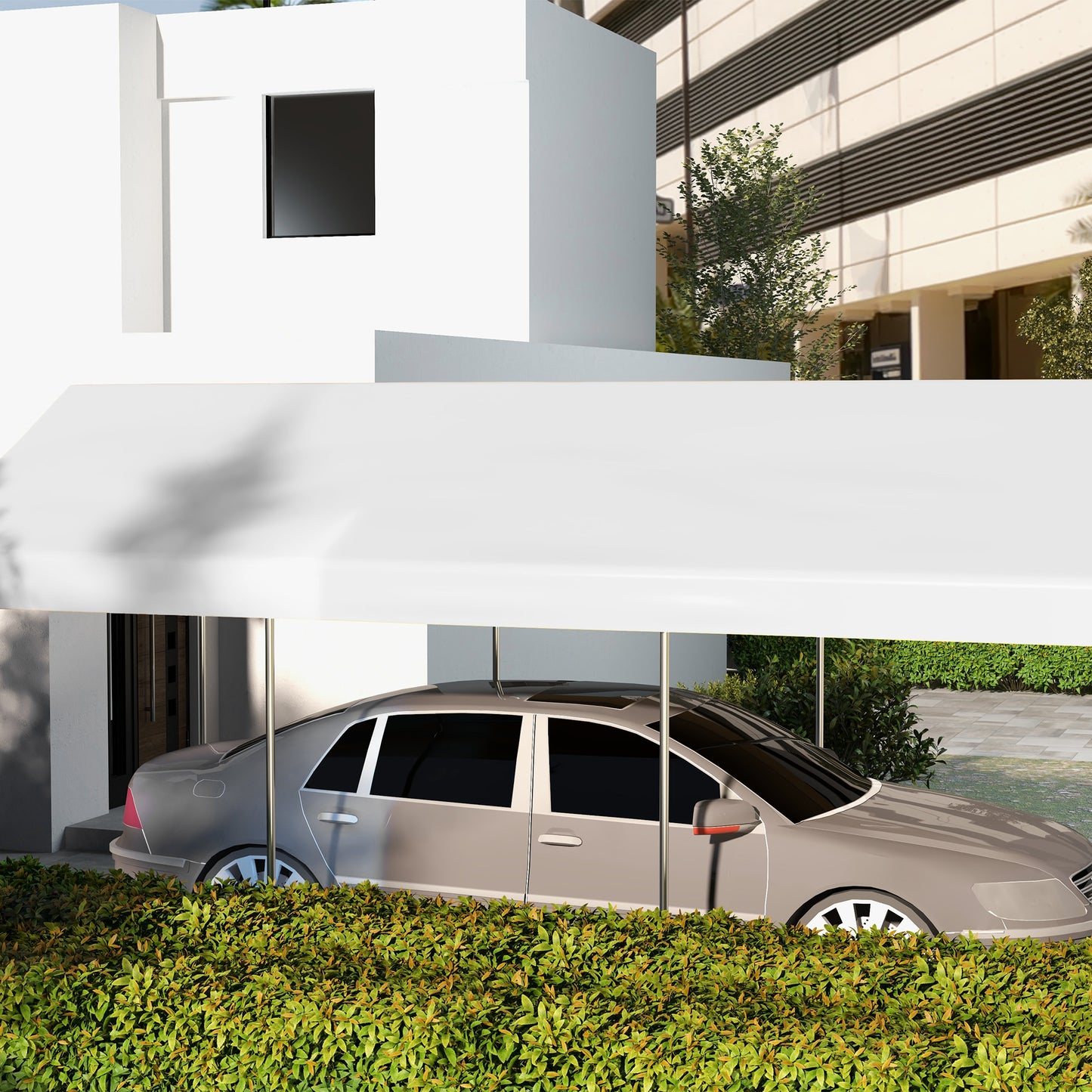 19.7' x 9.7' Carport Canopy Replacement Cover with Bungee Cords - White